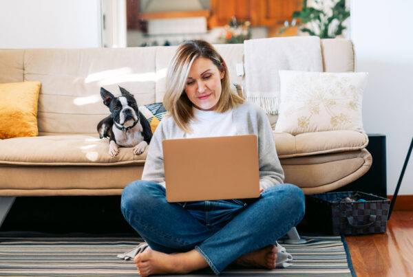 Woman watching webinar